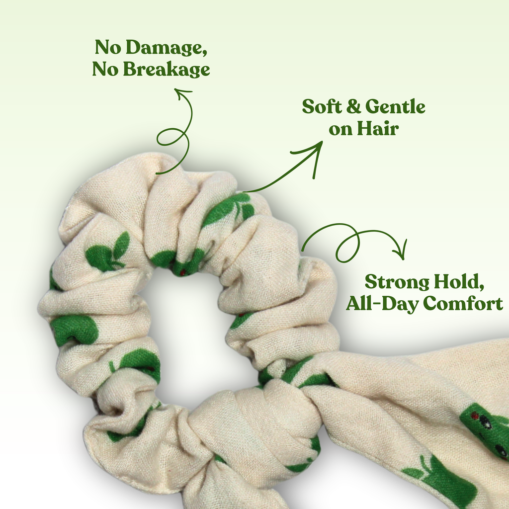 Apple of My Paw Scrunchie | Green Apple Hair Scrunchie for Pet Parents