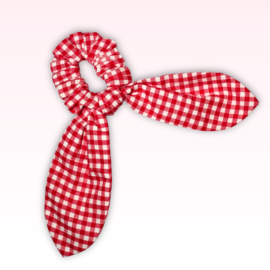 Strawberry Scrunchie | Gingham Print Hair Scrunchie for Pet Parents