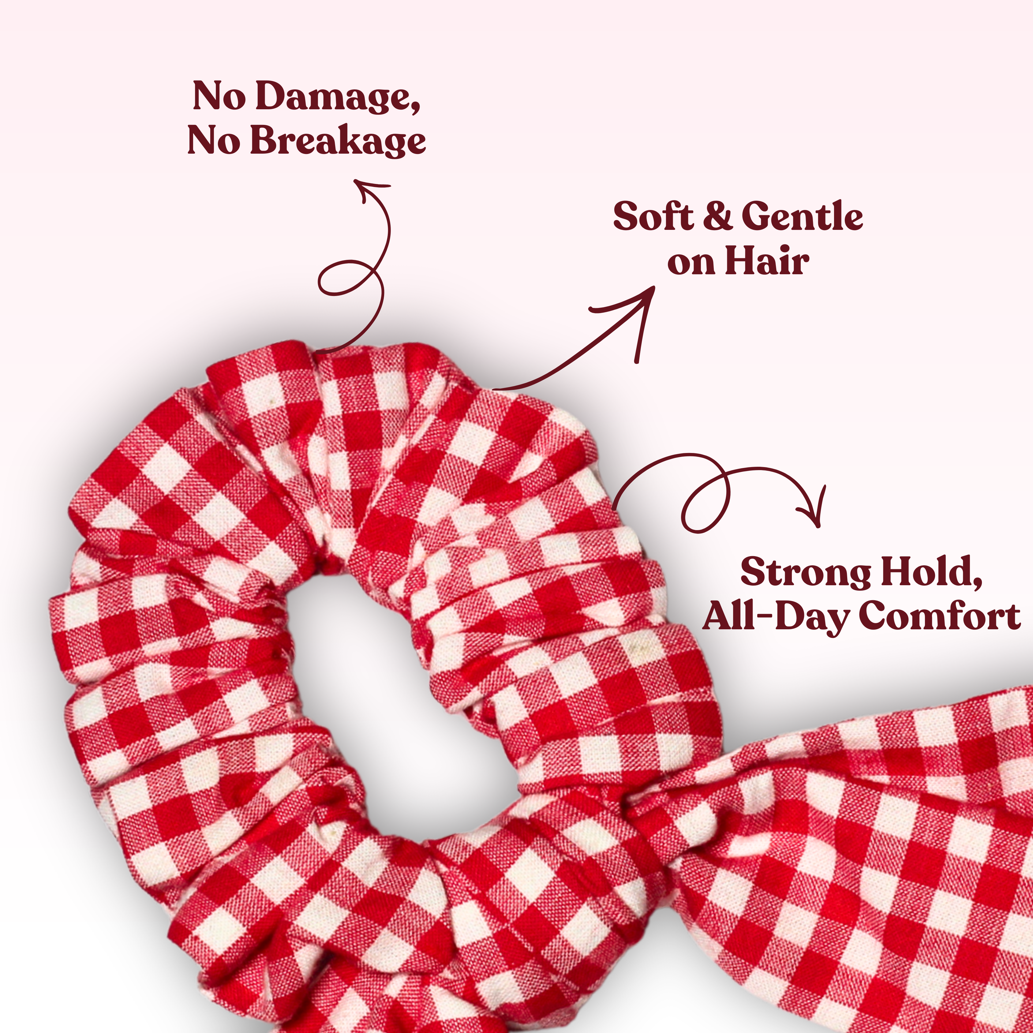 Strawberry Scrunchie | Gingham Print Hair Scrunchie for Pet Parents